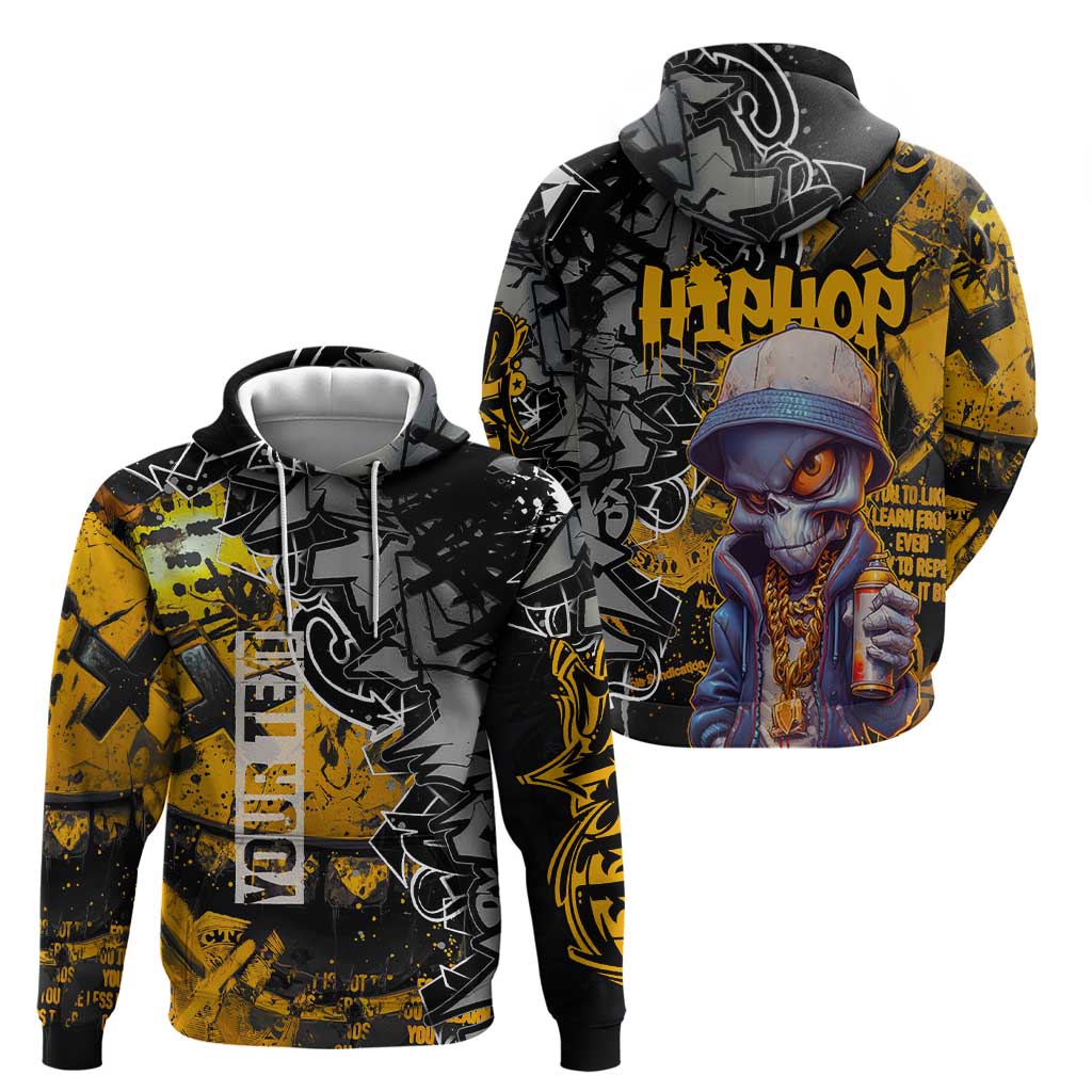 Hip Hop Street Style Hoodie Yellow and Black Graffiti and Urban Skull Character Design TS04