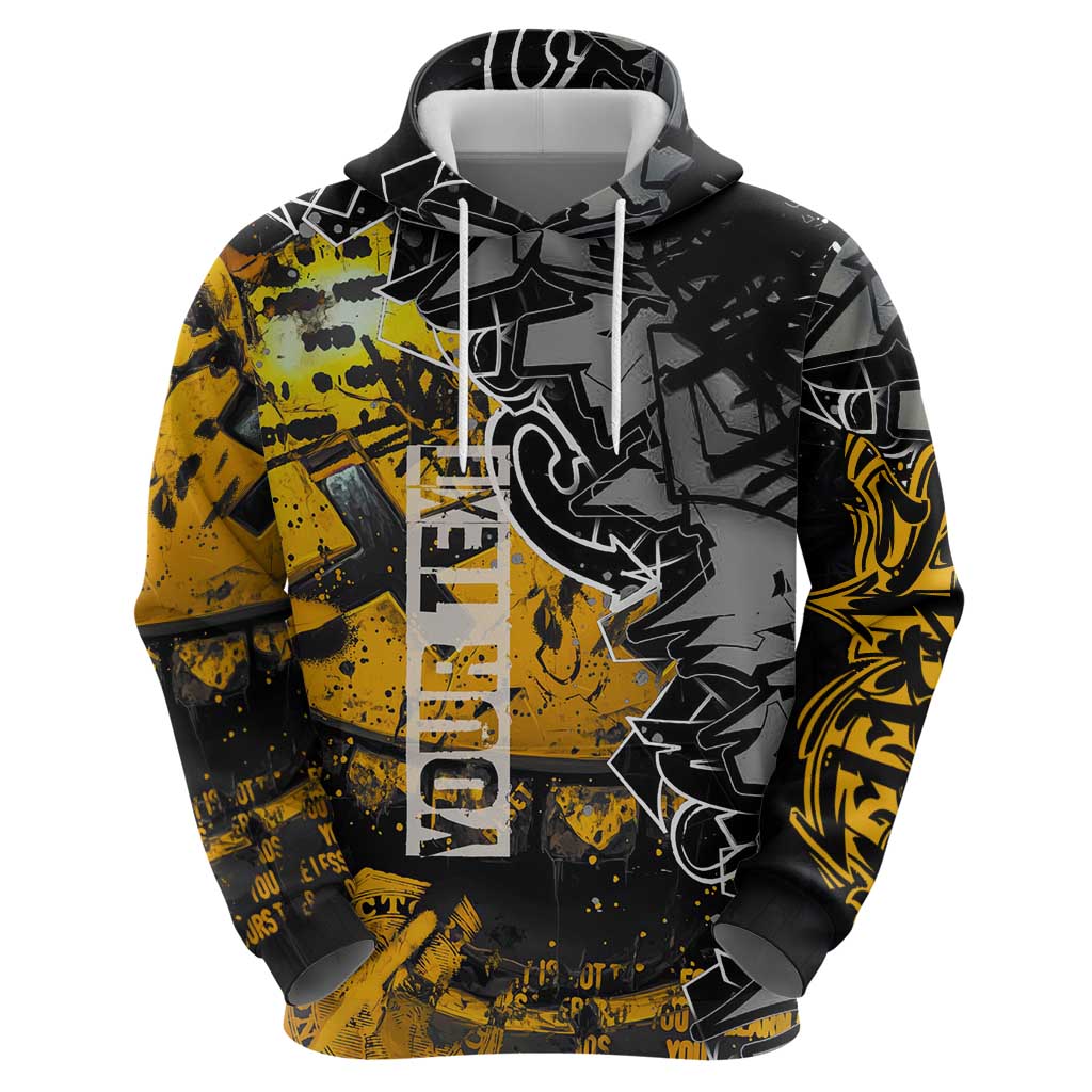 Hip Hop Street Style Hoodie Yellow and Black Graffiti and Urban Skull Character Design TS04