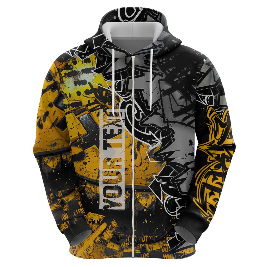 Hip Hop Street Style Hoodie Yellow and Black Graffiti and Urban Skull Character Design TS04