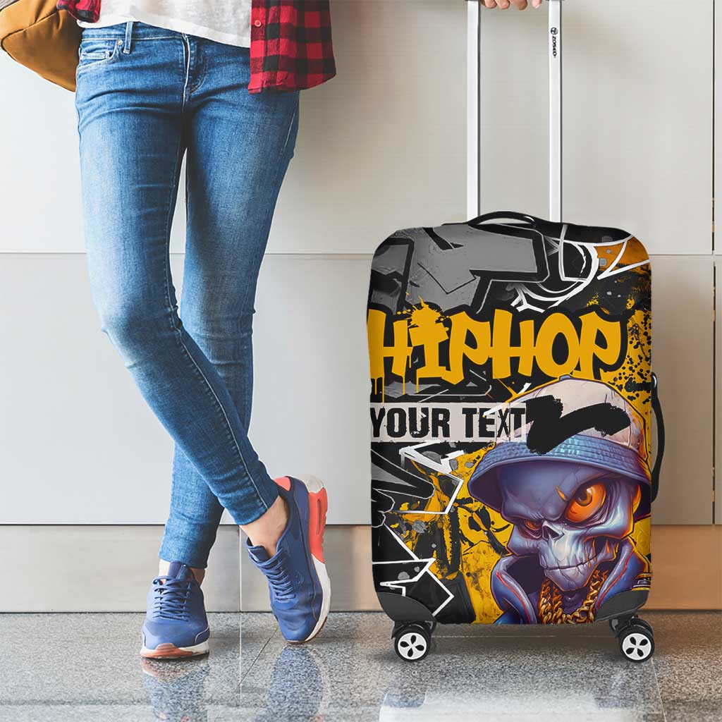 Hip Hop Street Style Luggage Cover Yellow and Black Graffiti and Urban Skull Character Design TS04