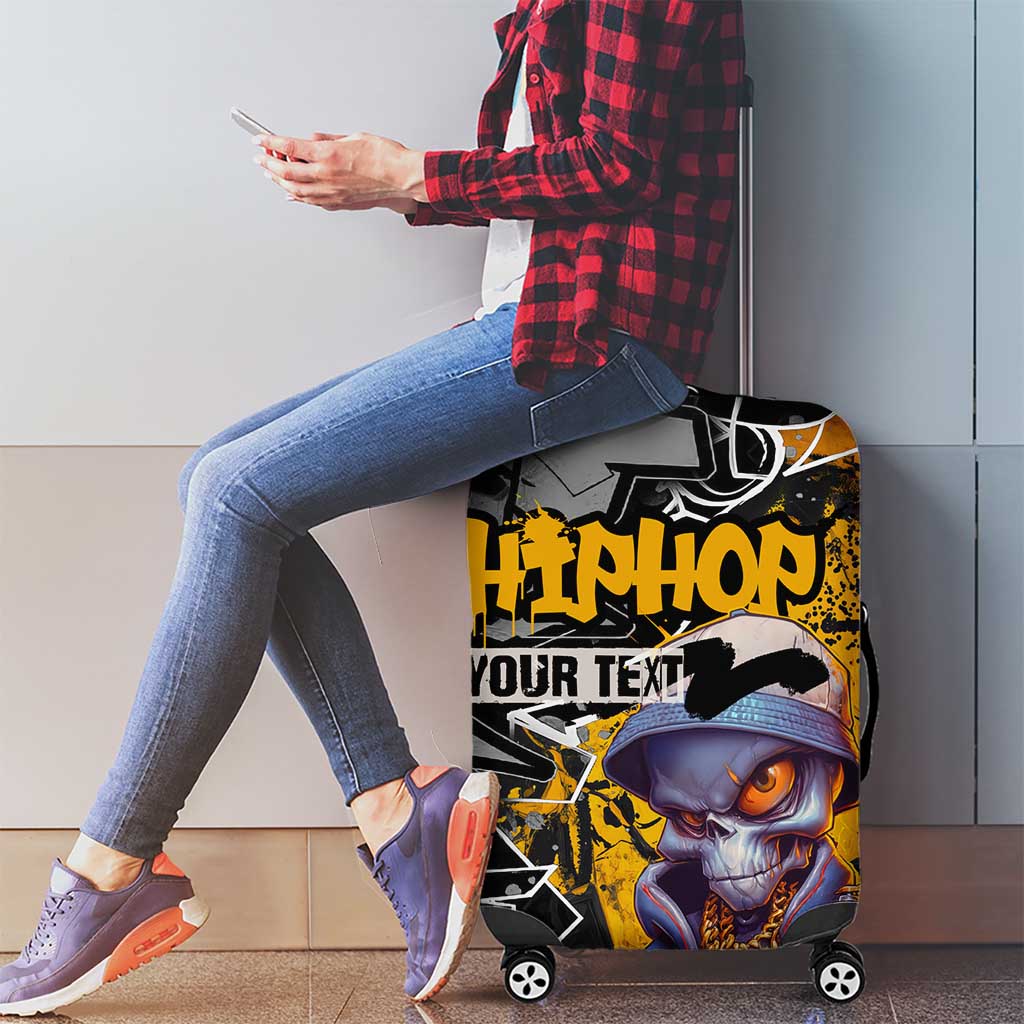 Hip Hop Street Style Luggage Cover Yellow and Black Graffiti and Urban Skull Character Design TS04