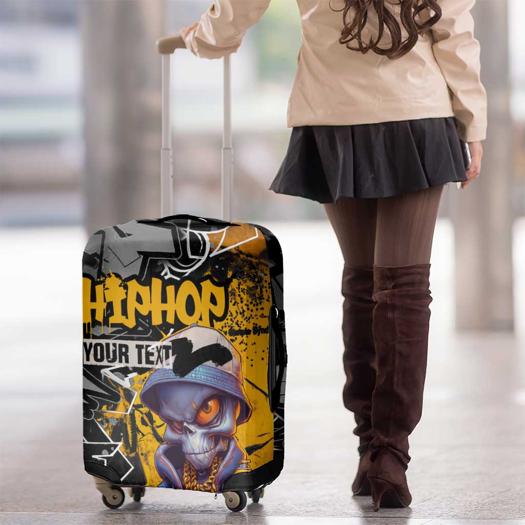 Hip Hop Street Style Luggage Cover Yellow and Black Graffiti and Urban Skull Character Design TS04