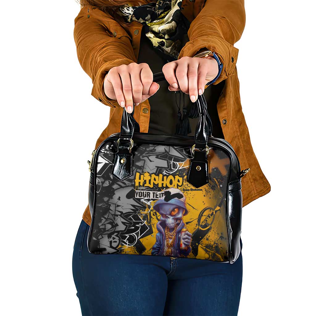 Hip Hop Street Style Shoulder Handbag Yellow and Black Graffiti and Urban Skull Character Design TS04