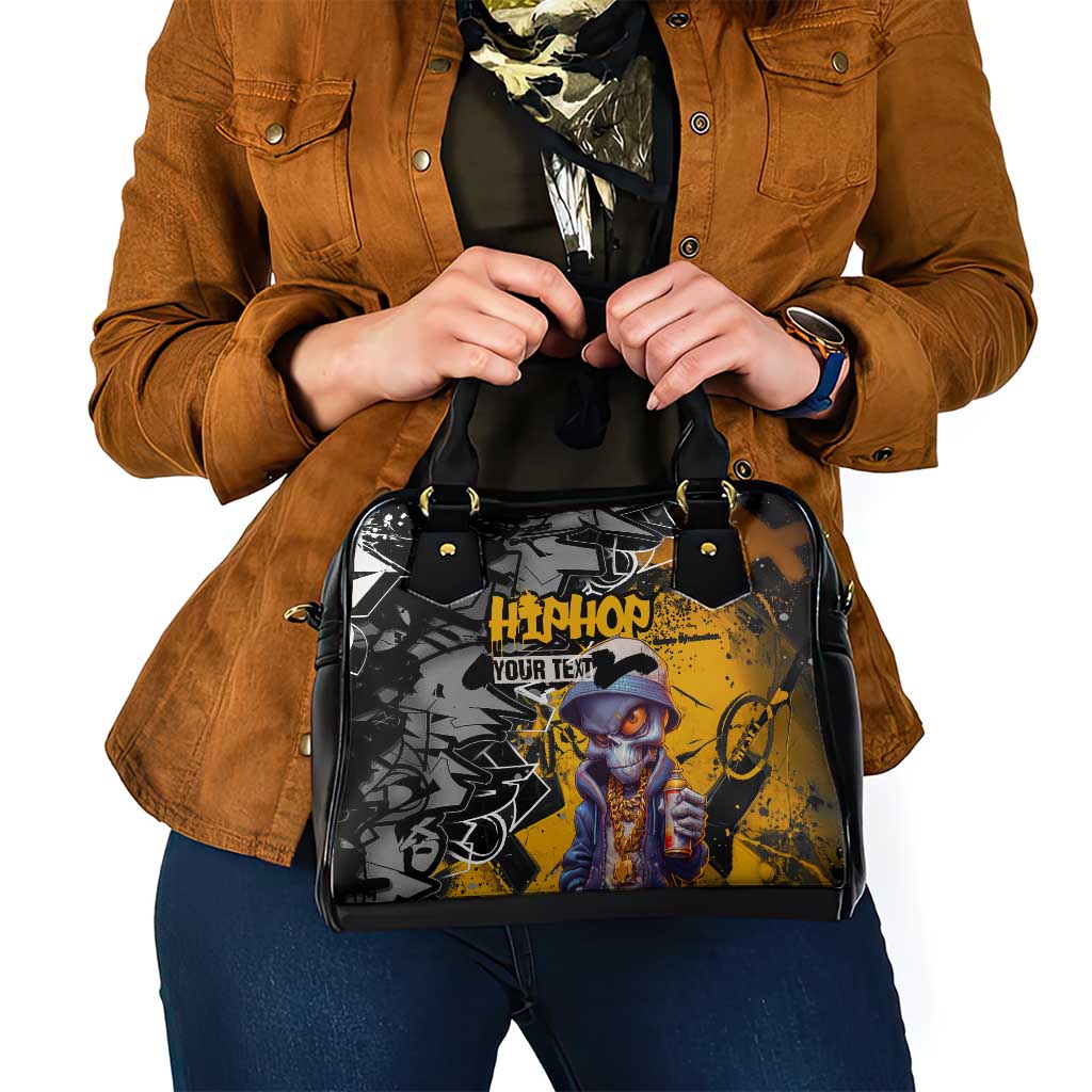 Hip Hop Street Style Shoulder Handbag Yellow and Black Graffiti and Urban Skull Character Design TS04