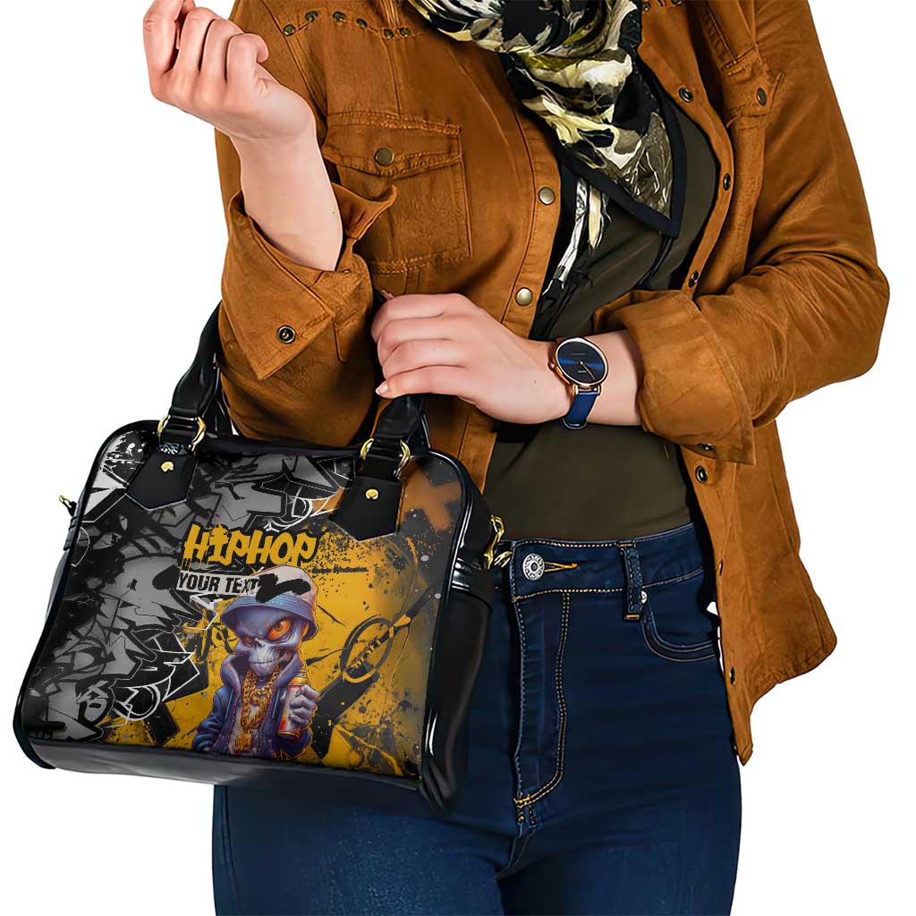 Hip Hop Street Style Shoulder Handbag Yellow and Black Graffiti and Urban Skull Character Design TS04