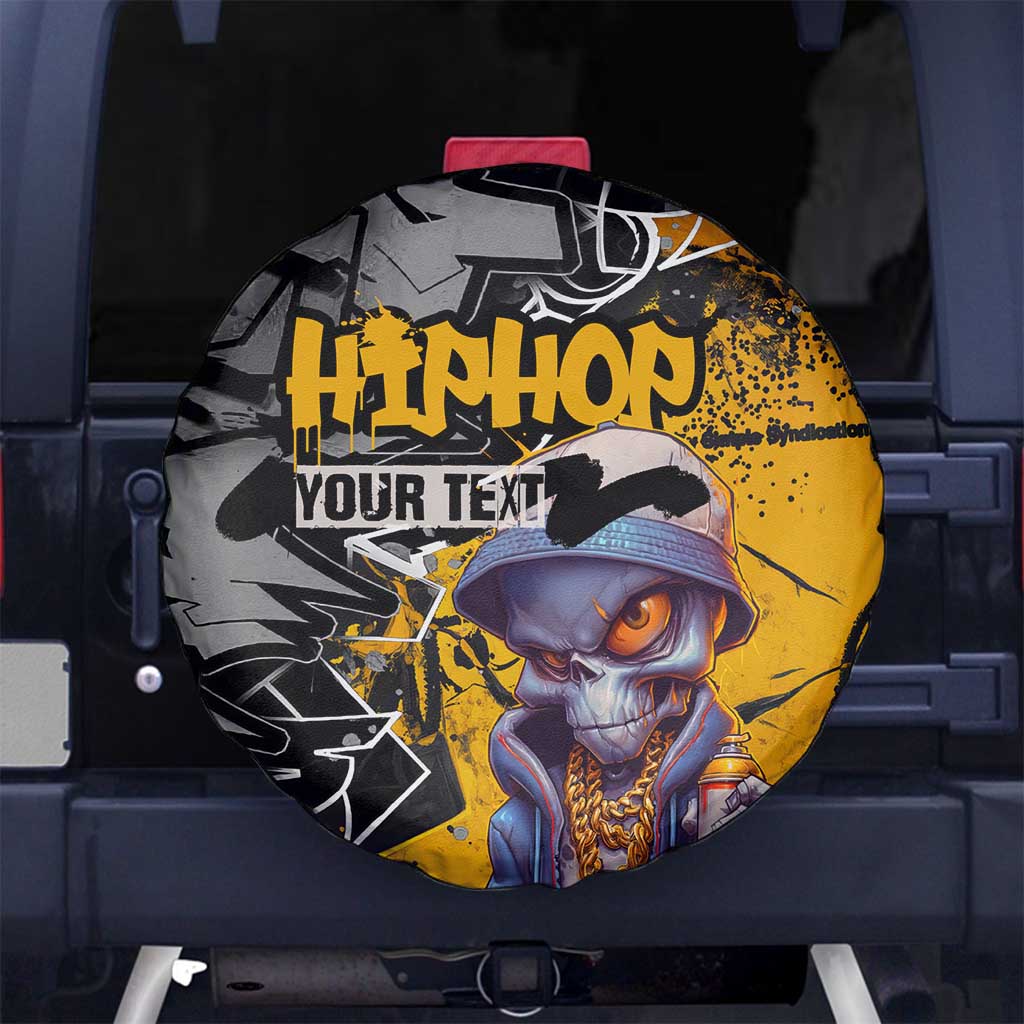 Hip Hop Street Style Spare Tire Cover Yellow and Black Graffiti and Urban Skull Character Design TS04