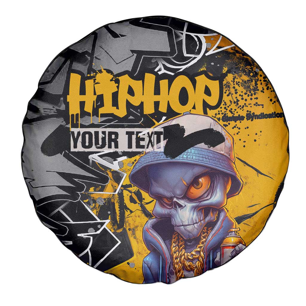Hip Hop Street Style Spare Tire Cover Yellow and Black Graffiti and Urban Skull Character Design TS04