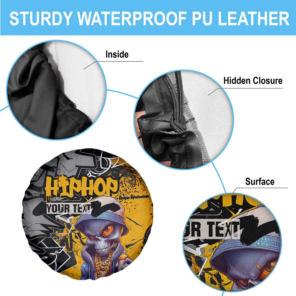 Hip Hop Street Style Spare Tire Cover Yellow and Black Graffiti and Urban Skull Character Design TS04