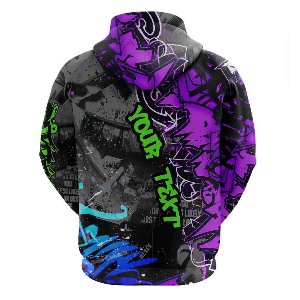 Hip Hop Battle Hoodie Smoking Ape Character and Purple Green Graffiti Street Art Design TS04