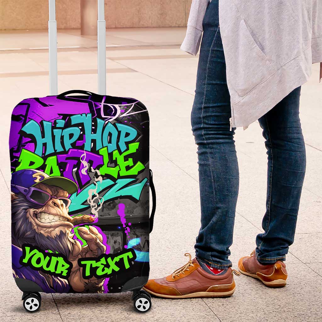 Hip Hop Battle Luggage Cover Smoking Ape Character and Purple Green Graffiti Street Art Design TS04
