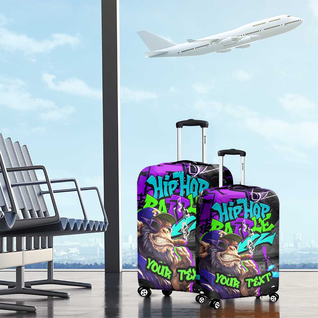 Hip Hop Battle Luggage Cover Smoking Ape Character and Purple Green Graffiti Street Art Design TS04