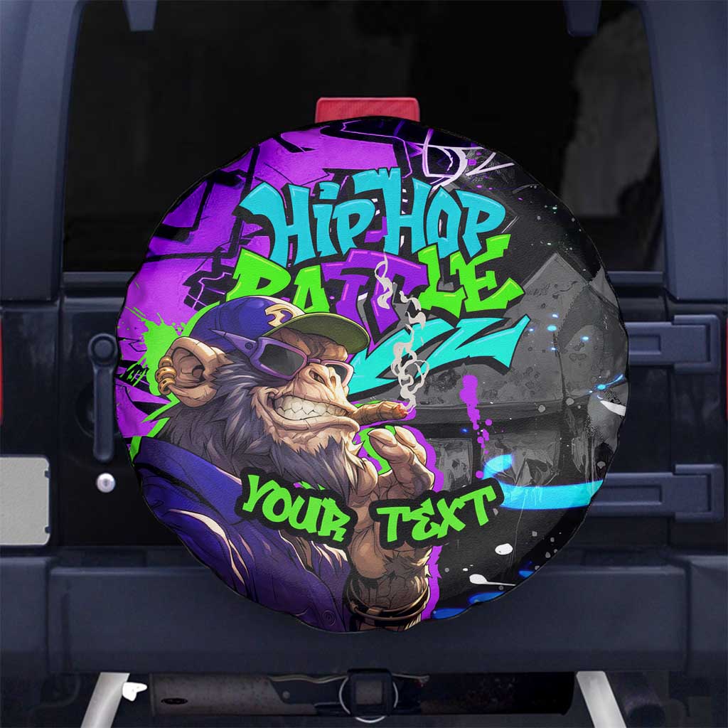 Hip Hop Battle Spare Tire Cover Smoking Ape Character and Purple Green Graffiti Street Art Design TS04