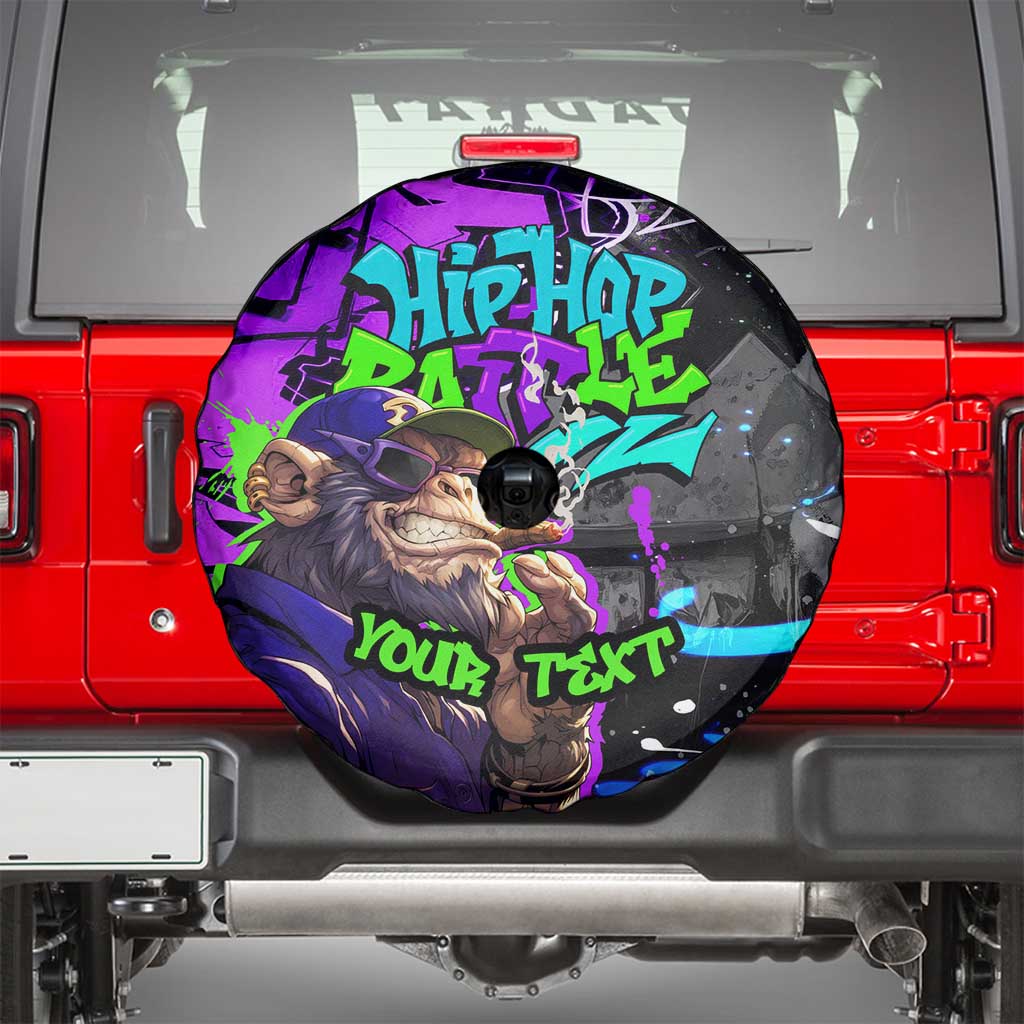 Hip Hop Battle Spare Tire Cover Smoking Ape Character and Purple Green Graffiti Street Art Design TS04