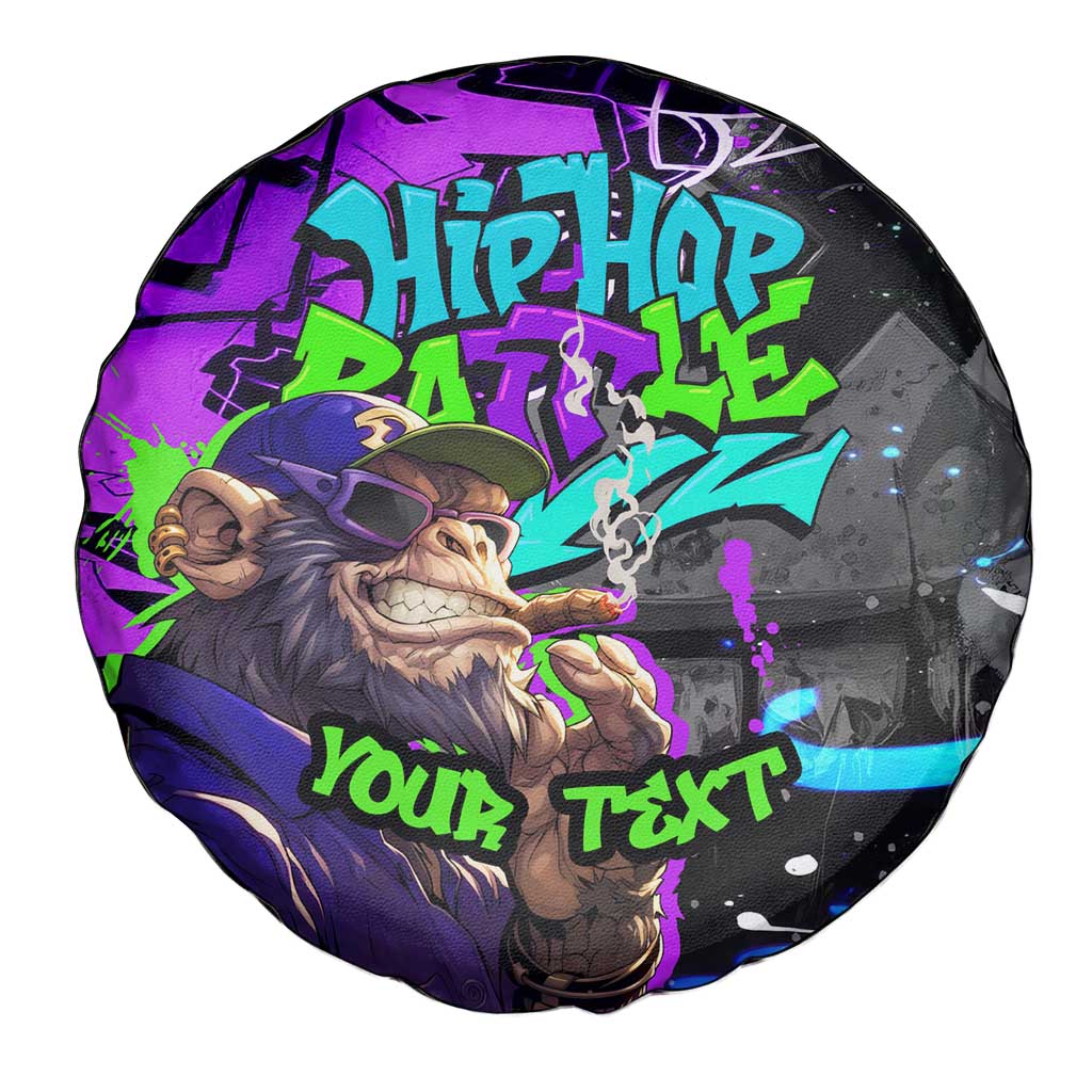 Hip Hop Battle Spare Tire Cover Smoking Ape Character and Purple Green Graffiti Street Art Design TS04