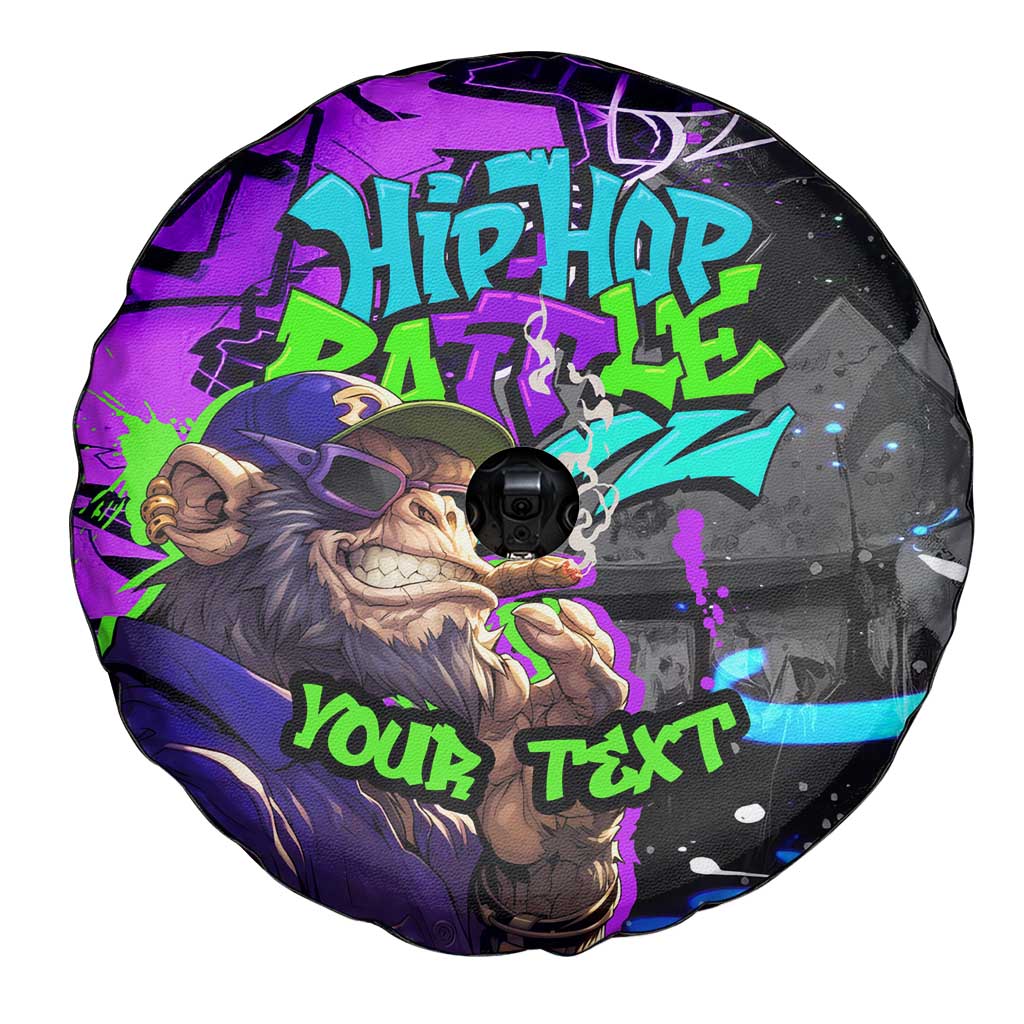 Hip Hop Battle Spare Tire Cover Smoking Ape Character and Purple Green Graffiti Street Art Design TS04
