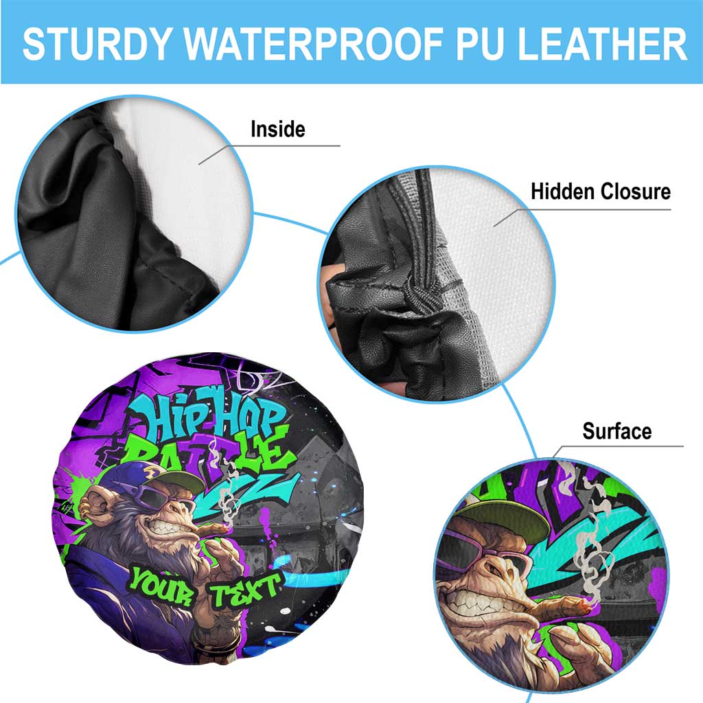 Hip Hop Battle Spare Tire Cover Smoking Ape Character and Purple Green Graffiti Street Art Design TS04