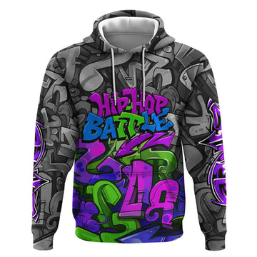 Hip Hop Battle Hoodie Spray Can Kid Character and Colorful Graffiti Street Art Design TS04