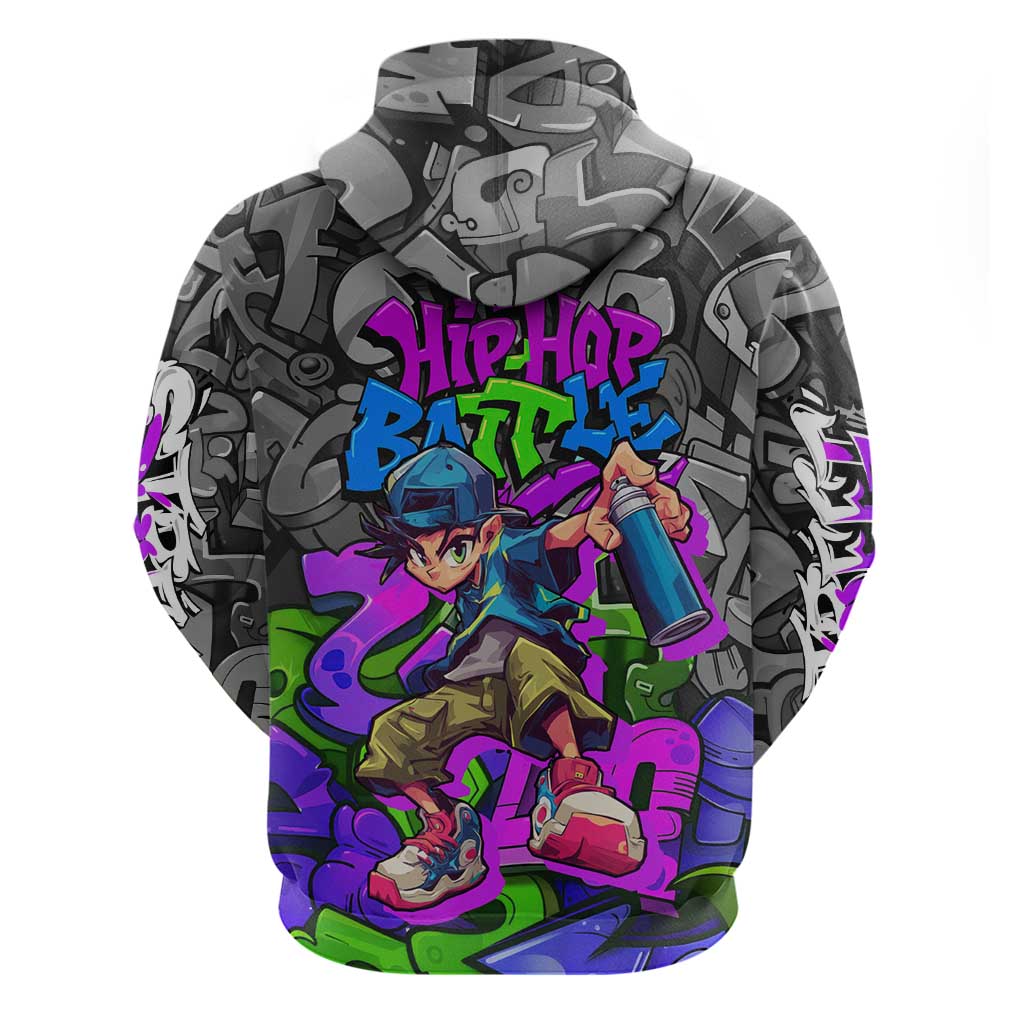 Hip Hop Battle Hoodie Spray Can Kid Character and Colorful Graffiti Street Art Design TS04