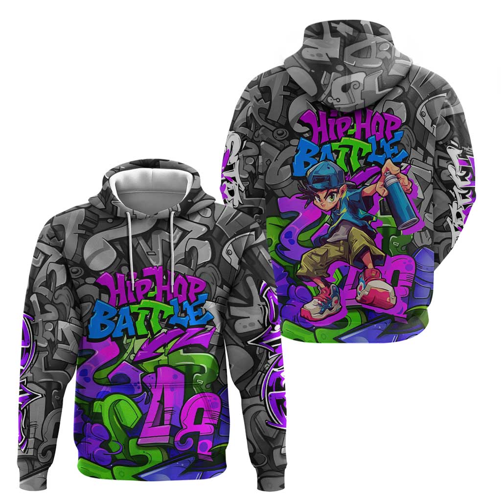 Hip Hop Battle Hoodie Spray Can Kid Character and Colorful Graffiti Street Art Design TS04