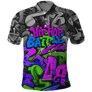 Hip Hop Battle Polo Shirt Spray Can Kid Character and Colorful Graffiti Street Art Design TS04