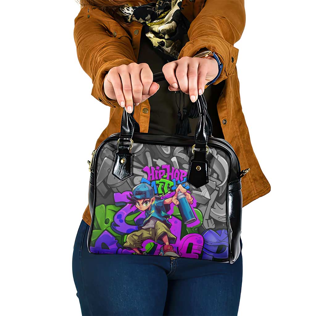Hip Hop Battle Shoulder Handbag Spray Can Kid Character and Colorful Graffiti Street Art Design TS04
