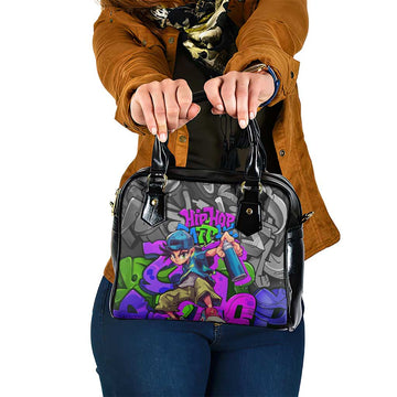 Hip Hop Battle Shoulder Handbag Spray Can Kid Character and Colorful Graffiti Street Art Design TS04