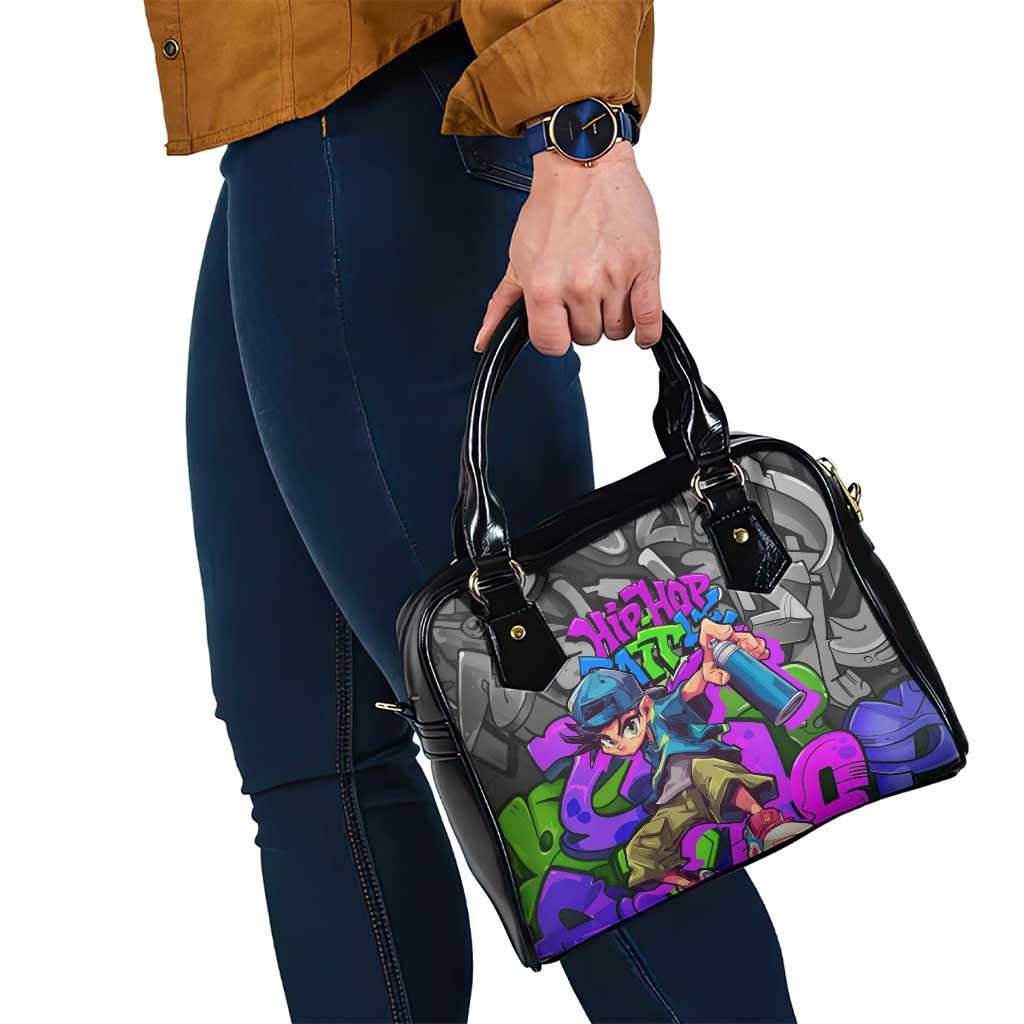 Hip Hop Battle Shoulder Handbag Spray Can Kid Character and Colorful Graffiti Street Art Design TS04