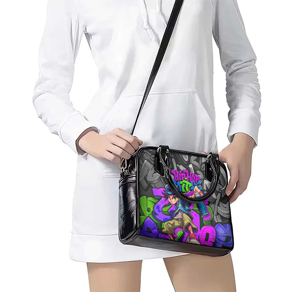 Hip Hop Battle Shoulder Handbag Spray Can Kid Character and Colorful Graffiti Street Art Design TS04