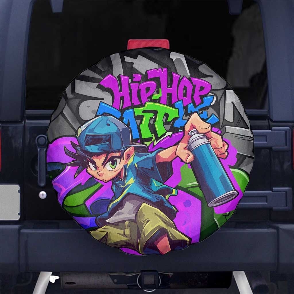 Hip Hop Battle Spare Tire Cover Spray Can Kid Character and Colorful Graffiti Street Art Design TS04
