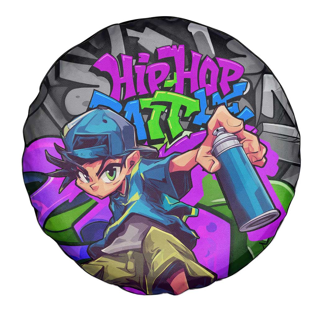 Hip Hop Battle Spare Tire Cover Spray Can Kid Character and Colorful Graffiti Street Art Design TS04