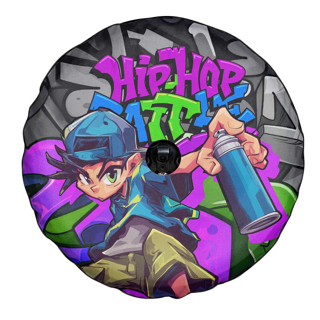 Hip Hop Battle Spare Tire Cover Spray Can Kid Character and Colorful Graffiti Street Art Design TS04