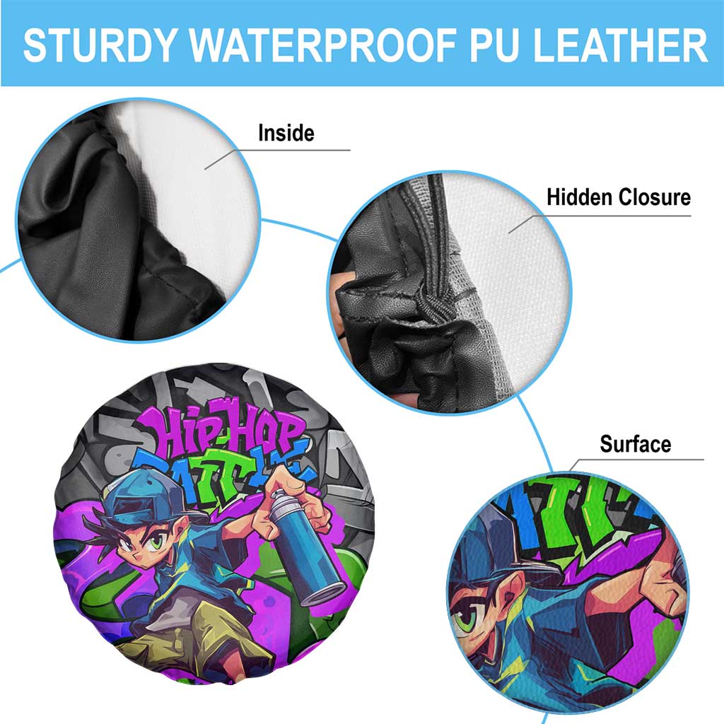 Hip Hop Battle Spare Tire Cover Spray Can Kid Character and Colorful Graffiti Street Art Design TS04
