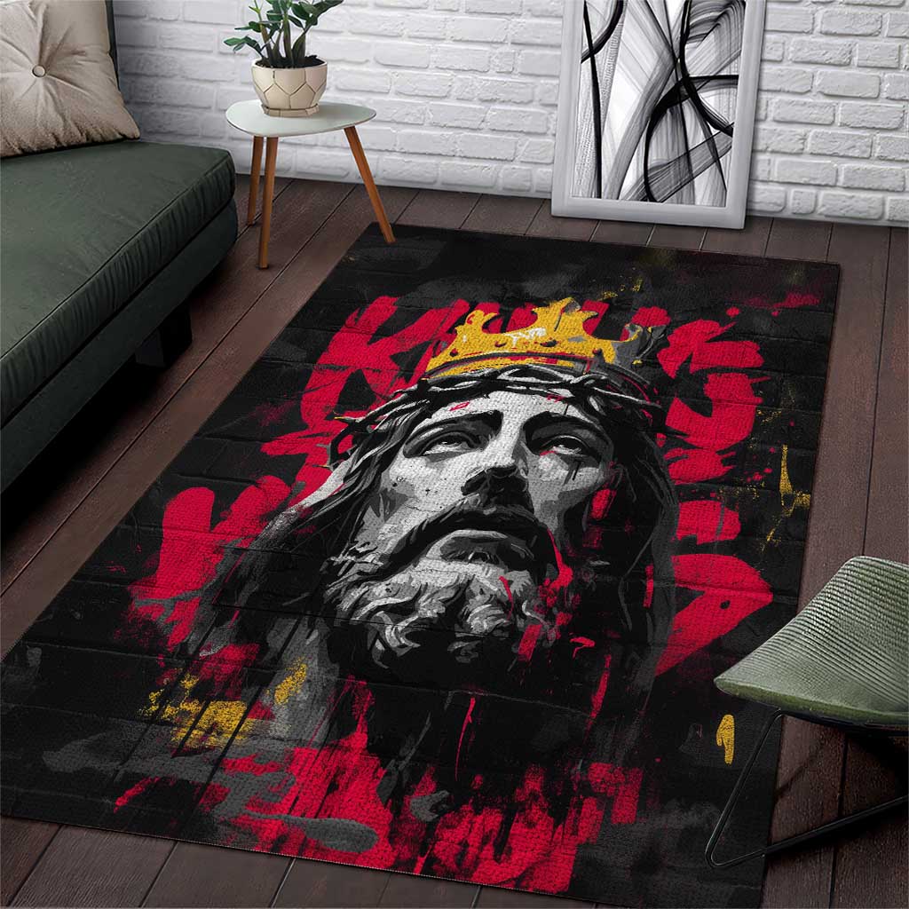 Jesus Graffiti Design Area Rug Crowned Portrait and Urban Street Art Style TS04