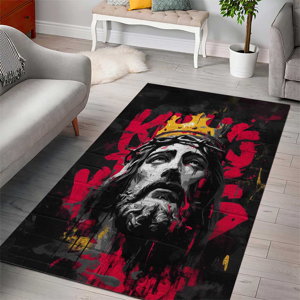 Jesus Graffiti Design Area Rug Crowned Portrait and Urban Street Art Style TS04