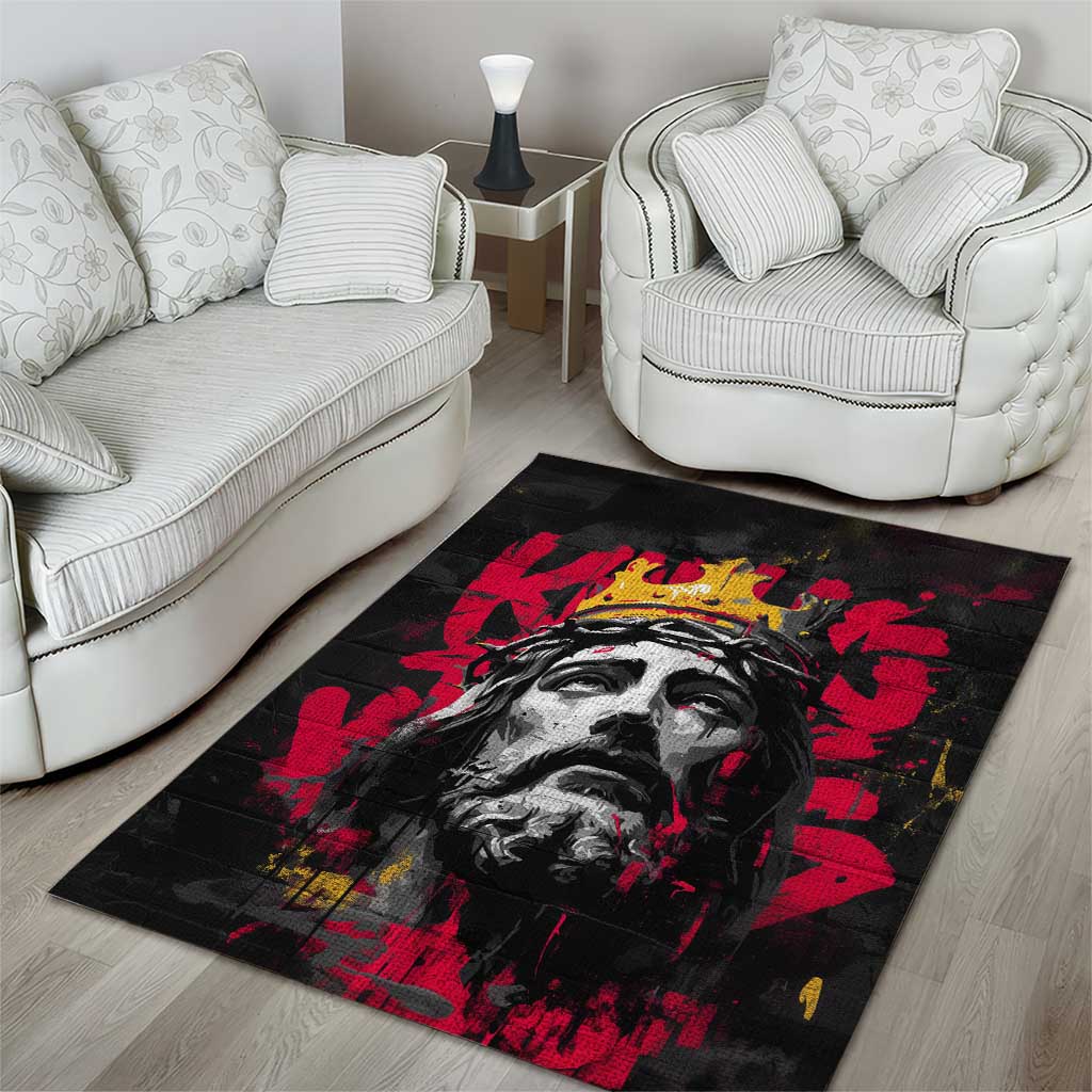 Jesus Graffiti Design Area Rug Crowned Portrait and Urban Street Art Style TS04
