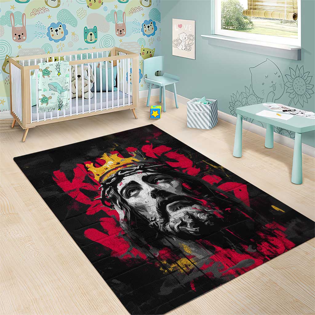 Jesus Graffiti Design Area Rug Crowned Portrait and Urban Street Art Style TS04