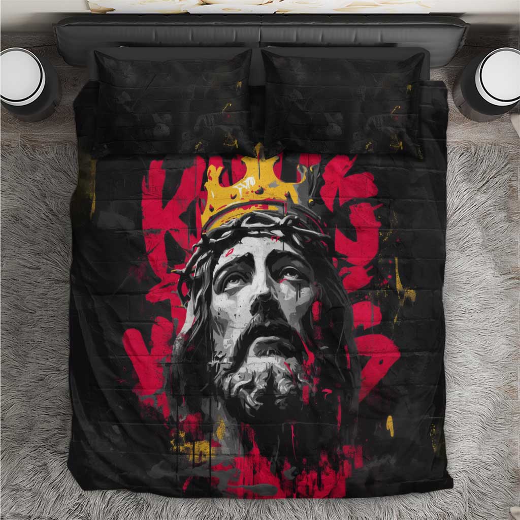 Jesus Graffiti Design Bedding Set Crowned Portrait and Urban Street Art Style TS04