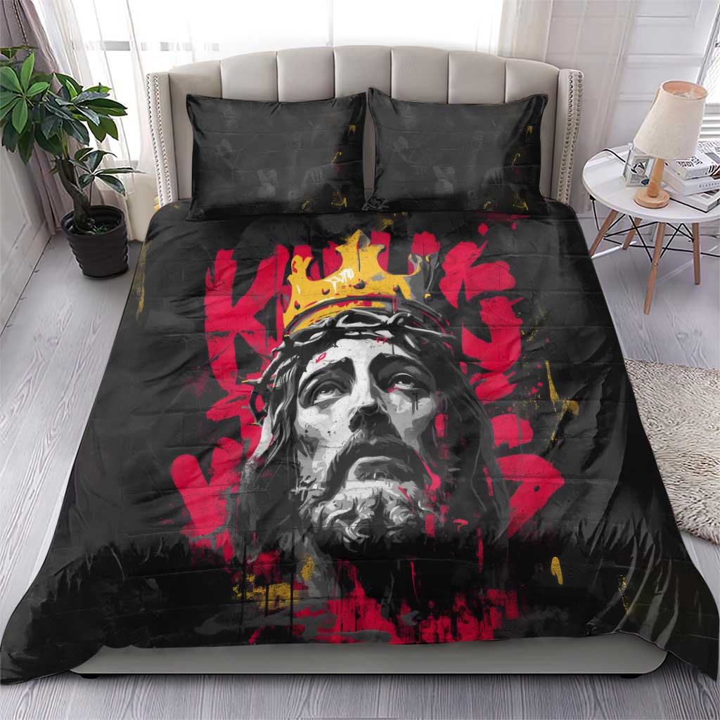 Jesus Graffiti Design Bedding Set Crowned Portrait and Urban Street Art Style TS04