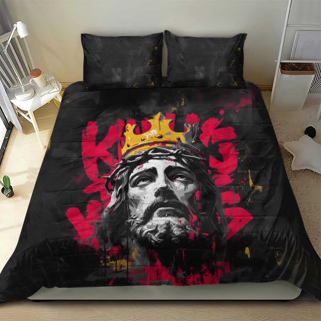 Jesus Graffiti Design Bedding Set Crowned Portrait and Urban Street Art Style TS04