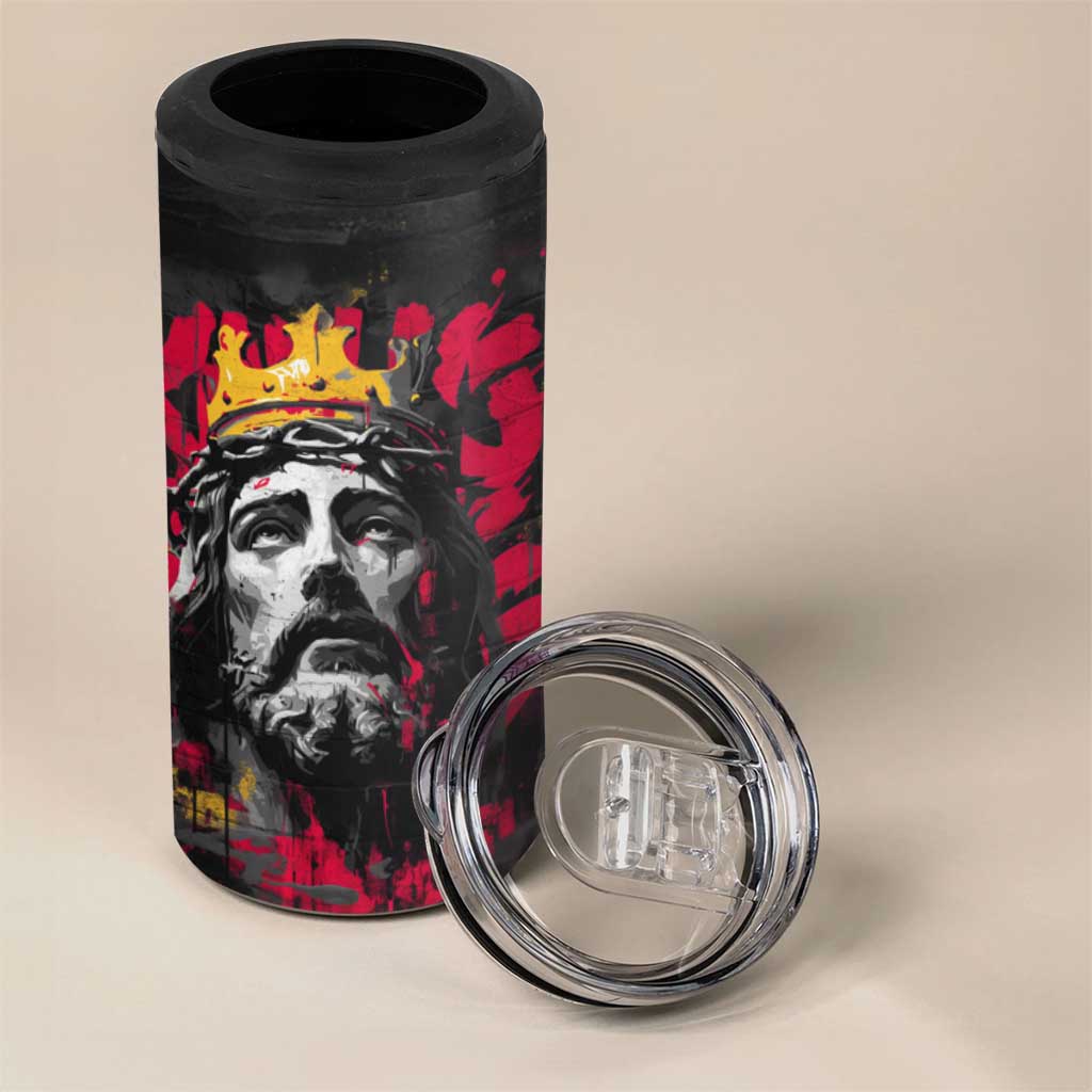 Jesus Graffiti Design 4 in 1 Can Cooler Tumbler Crowned Portrait and Urban Street Art Style TS04