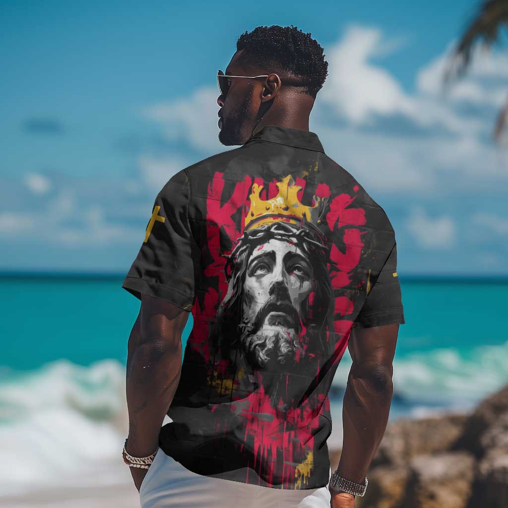 Jesus Graffiti Design Hawaiian Shirt Crowned Portrait and Urban Street Art Style TS04