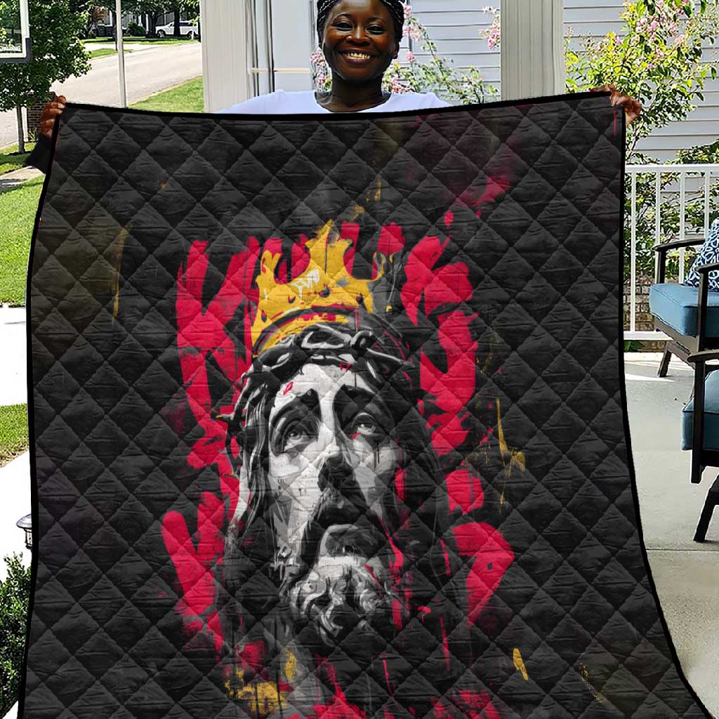 Jesus Graffiti Design Quilt Crowned Portrait and Urban Street Art Style TS04