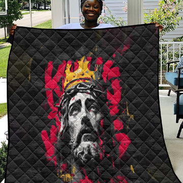 Jesus Graffiti Design Quilt Crowned Portrait and Urban Street Art Style TS04