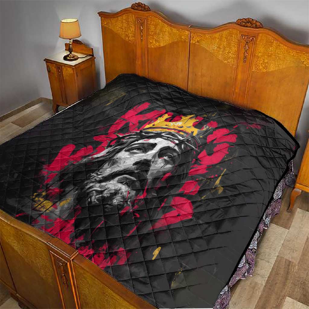 Jesus Graffiti Design Quilt Crowned Portrait and Urban Street Art Style TS04