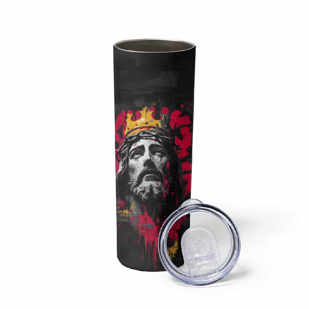 Jesus Graffiti Design Skinny Tumbler Crowned Portrait and Urban Street Art Style TS04