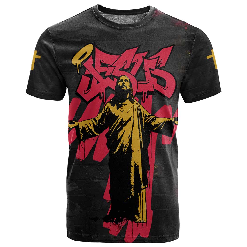 Jesus Graffiti Design T shirt Crowned Portrait and Urban Street Art Style TS04