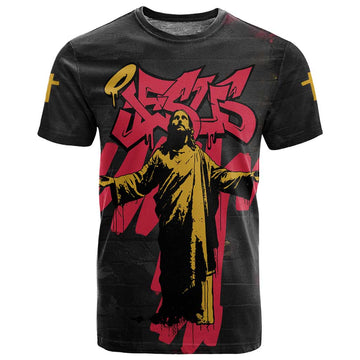Jesus Graffiti Design T shirt Crowned Portrait and Urban Street Art Style TS04