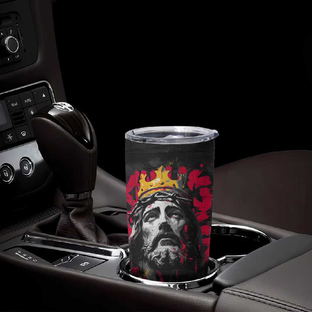 Jesus Graffiti Design Tumbler Cup Crowned Portrait and Urban Street Art Style TS04