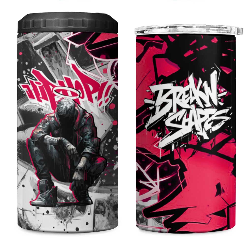 Hip Hop Graffiti Design 4 in 1 Can Cooler Tumbler Sitting Hooded Figure and Red Black Street TS04