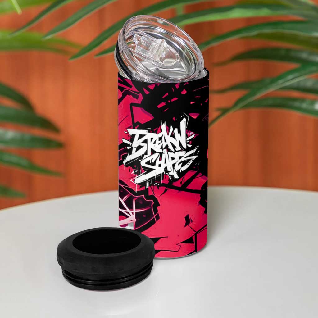 Hip Hop Graffiti Design 4 in 1 Can Cooler Tumbler Sitting Hooded Figure and Red Black Street TS04
